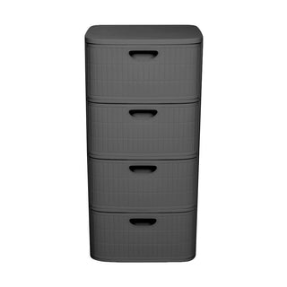 XL Schubladenschrank 'Domus' 4 Schubladen Kunststoff - Moderner Rollcontainer in Rillen-Optik - 40x40x81 cm - Anthrazit