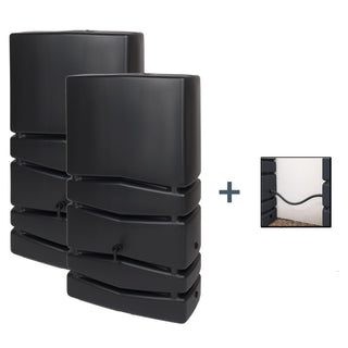 2 x XXL Wassertank "AQUA TOWER" (Glatte Optik) Wasserhahn und Verbindungsset (Volumen/Farbe wählbar)
