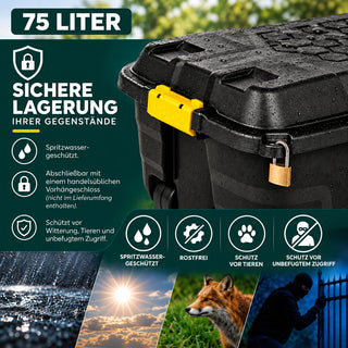 2 x XL Transportbox "Heavy Duty" mit Deckel - rollbar - 75 Liter Volumen