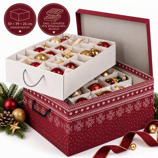 Set: 3 x Karton für Christbaumkugeln - Motiv: Red Snowflake
