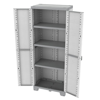 XL Universal/-Spindschrank mit 3 Böden 'Sequoia' in Holz Optik in Grau