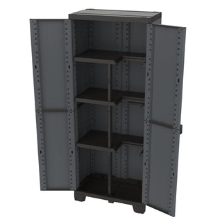 Kunststoffschrank 'Ardesia' mit 3 Einlegeböden / Spindschrank (2 in 1) in Schiefer Optik