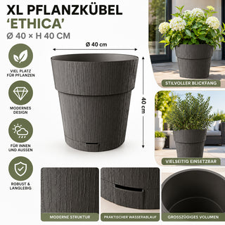 Pflanzkübel 'Ethica' Ø 40 x 40 cm mit Wasserspeicher - verschiedene Farben & Sets (wählbar)