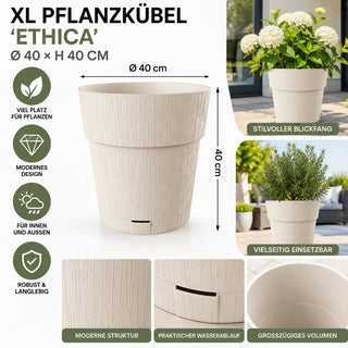 Pflanzkübel 'Ethica' Ø 40 x 40 cm mit Wasserspeicher - verschiedene Farben & Sets (wählbar)
