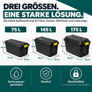 2 x XXL Transportbox "Heavy Duty" mit Deckel - rollbar - 145 Liter Volumen