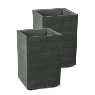 XXL Pflanzkübel 'Eco Wood' in Holz Optik in Anthrazit, rollbar 40 x 40 x 60 cm
