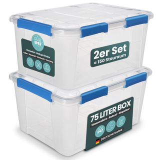 Wasserdichte Box (IP67) mit Deckel 75 Liter Volumen (Set wählbar)