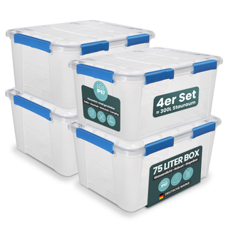 Wasserdichte Box (IP67) mit Deckel 75 Liter Volumen (Set wählbar)