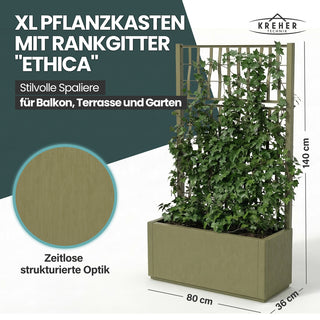 Set: 2 x XL SPALIER 'Ethica' - 80 x 36 x 140 cm - in Struktur Optik - breite Version - in Olivgrün
