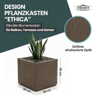 3 x Pflanzkasten "Ethica" in Struktur Optik schmale Version (Taupé)
