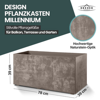 XL Pflanzkübel 'Millennium' 73 Liter, rechteckig in Sandbraun