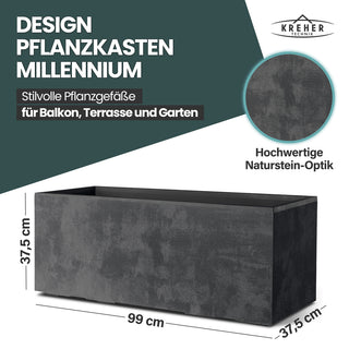 XL Pflanzkübel 'Millennium' 100 Liter, rechteckig in Anthrazit