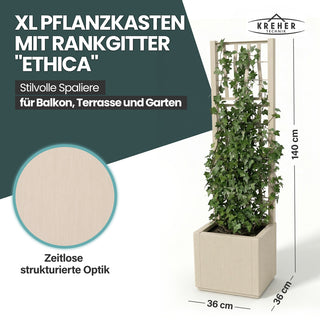 Set: 2 x XL SPALIER 'Ethica' - 36 x 36 x 140 cm - in Struktur Optik - schmale Version - in Beige