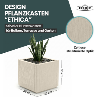 2 x Pflanzkasten "Ethica" in Struktur Optik schmale Version (Beige)