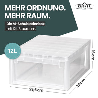 Bundle: 2 x Schubladenbox Größe M (12 Liter) + 2 x Größe S (7 Liter)