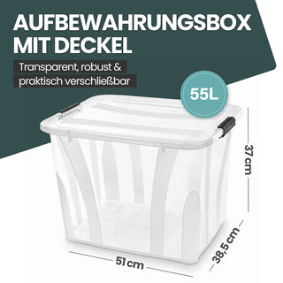 2 x Aufbewahrungsbox 'Master' Box mit Deckel - 55 Liter Volumen, in Transparent