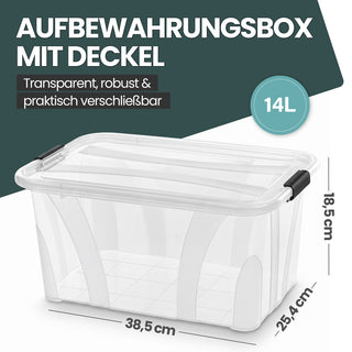 2 x Aufbewahrungsbox 'Master' Box mit Deckel - 14 Liter Volumen, in Transparent