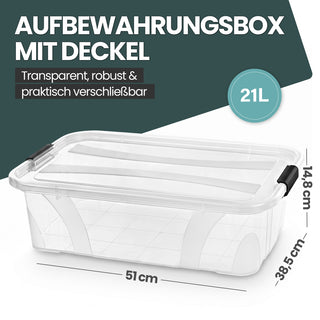 2 x Aufbewahrungsbox 'Master' Box mit Deckel - 21 Liter Volumen, in Transparent