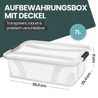 3 x Aufbewahrungsbox 'Master' Box mit Deckel - 7 Liter Volumen, in Transparent