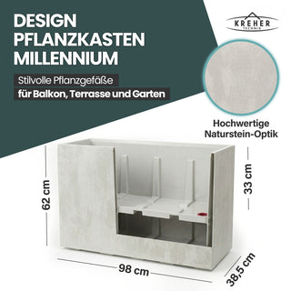 XXL Sichtschutz Pflanzkasten 'Millennium Fence' in Creme Weiß (2 Stück)