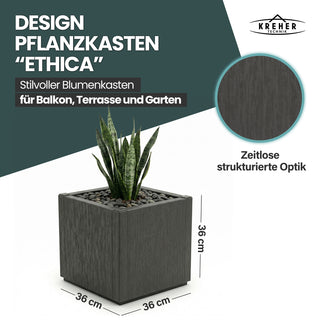 Pflanzkasten "Ethica" in Struktur Optik schmale Version (Anthrazit)