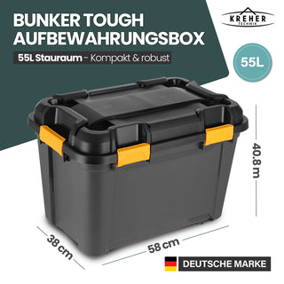 Wasserdichte Aufbewahrungsbox 'Bunker' 55 Liter mit Deckel - IP67 (Set wählbar)