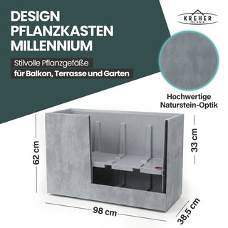 XXL Sichtschutz Pflanzkasten 'Millennium Fence' in Grau