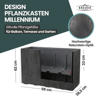 XXL Sichtschutz Pflanzkasten 'Millennium Fence' in Anthrazit (3 Stück)