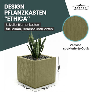 3 x Pflanzkasten "Ethica" in Struktur Optik schmale Version (Olivgrün)