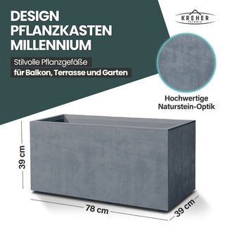 XL Pflanzkübel 'Millennium' 73 Liter, rechteckig in Grau