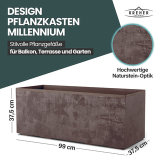 XL Pflanzkübel 'Millennium' 100 Liter, rechteckig in Braun