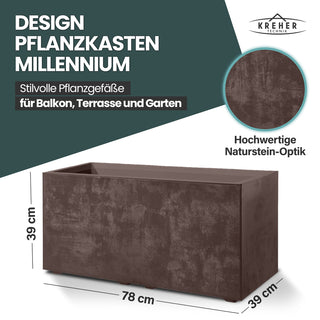 XL Pflanzkübel 'Millennium' 73 Liter, rechteckig in Braun