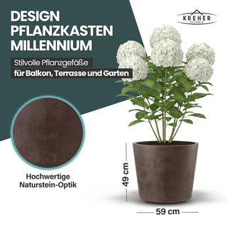 Rollbarer XXL Pflanzkübel "Millennium" 80 Liter in Braun