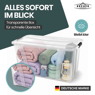 3 x Aufbewahrungsbox 'Master' Box mit Deckel - 80 Liter Volumen, in Transparent
