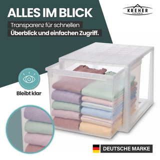 Set: 2 x Schubladenbox 52 Größe XXL, 48 Liter - extra tief und hoch (weiss, transparent)