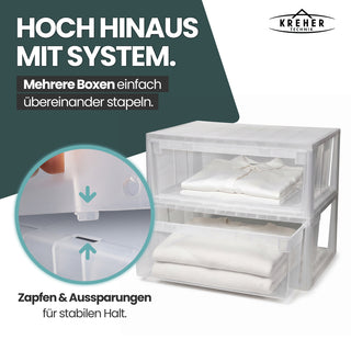 Schubladenbox Größe XL, Volumen 36 Liter (weiss, transparent)