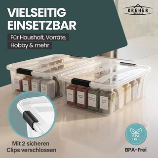 2 x Aufbewahrungsbox 'Master' Box mit Deckel - 21 Liter Volumen, in Transparent