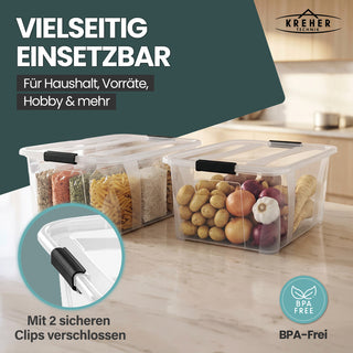 2 x Aufbewahrungsbox 'Master' Box mit Deckel - 32 Liter Volumen, in Transparent