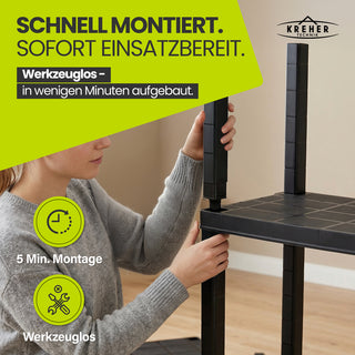 3 x Kunststoffregal „Neo“ mit 4 Böden - 30 kg pro Boden - Schwarz