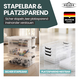 3 x Aufbewahrungsbox 'Master' Box mit Deckel - 7 Liter Volumen, in Transparent