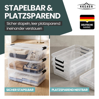 2 x Aufbewahrungsbox 'Master' Box mit Deckel - 21 Liter Volumen, in Transparent