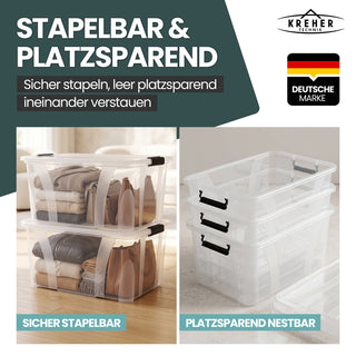 3 x Aufbewahrungsbox 'Master' Box mit Deckel - 80 Liter Volumen, in Transparent