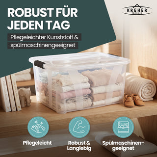 2 x Aufbewahrungsbox 'Master' Box mit Deckel - 32 Liter Volumen, in Transparent