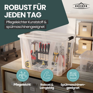 2 x Aufbewahrungsbox 'Master' Box mit Deckel - 55 Liter Volumen, in Transparent