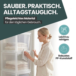 Schubladenbox 52 Größe XXL, 48 Liter - extra tief und hoch (weiss, transparent)
