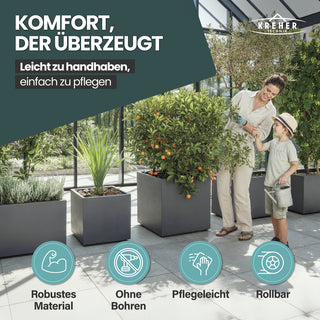 XL Pflanzkübel 'Millennium' 100 Liter, rechteckig in Anthrazit