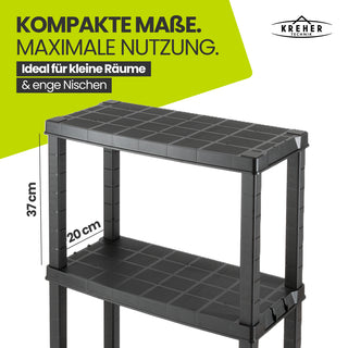 3 x Kunststoffregal „Neo“ mit 4 Böden - 30 kg pro Boden - Schwarz