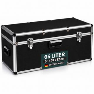 Aluminium Transportkoffer 65 Liter - Abschließbar mit Neopren-Innenverkleidung - Schwarz