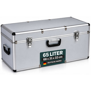 Aluminium Transportkoffer 65 Liter - Abschließbar mit Neopren-Innenverkleidung - Silber