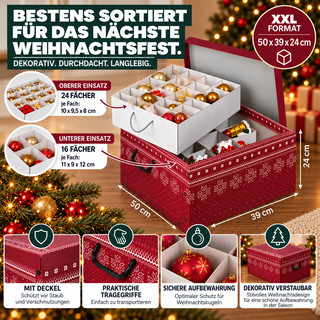 Set: 3 x Karton für Christbaumkugeln - Motiv: Red Snowflake